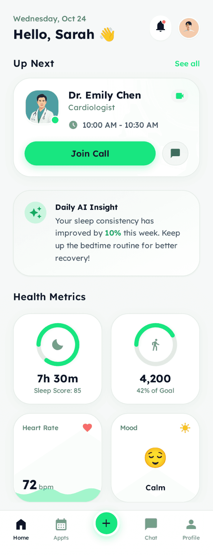 Health, wellness en telemedicine app mockup